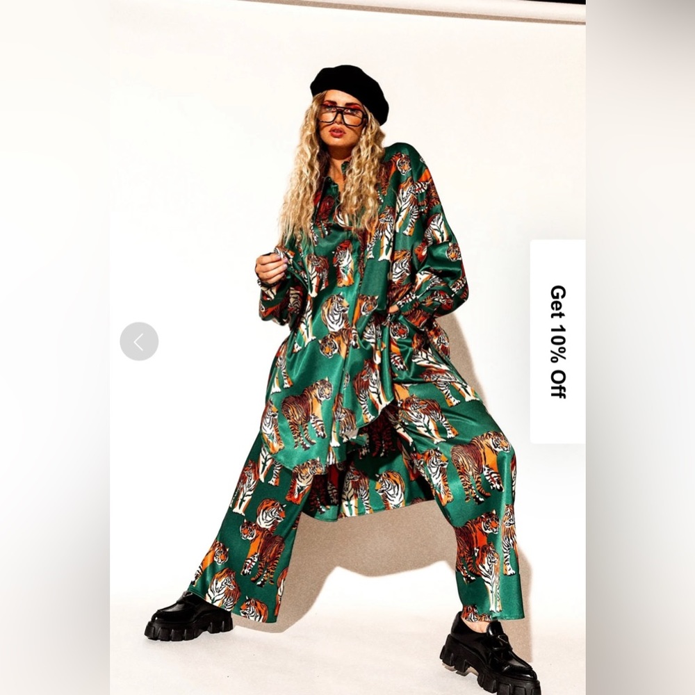 dressed in lala tiger tales satin playsuit S/M